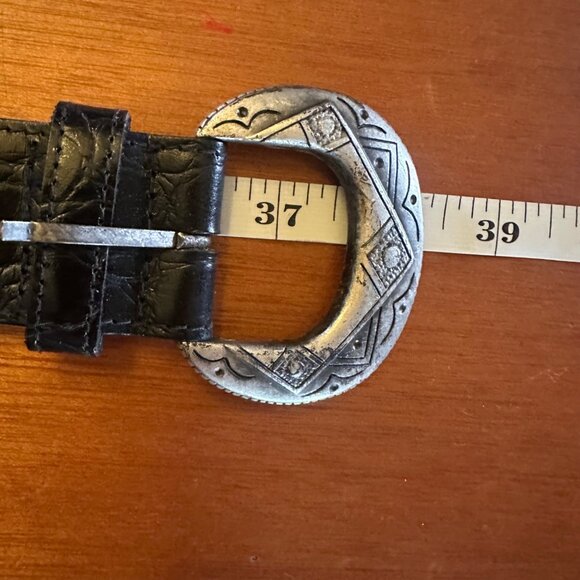 The Limited Black Genuine Leather Belt With Silver-Tone Western Buckle & Accents - Picture 4 of 7